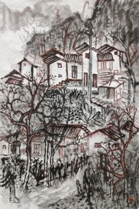 《金丰人家》金丰村写生 中国画